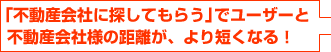 「不動産会社に探してもらう」でユーザーと不動産会社様の距離が、より短くなる！