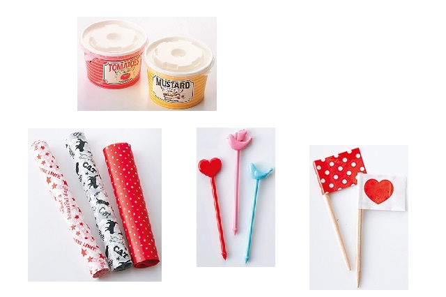 パンに挿すフラッグや包み紙は100円ショップでゲットして