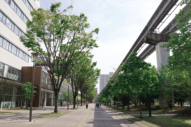 多摩都市モノレール沿いに広がる自転車・歩行者専用道路は市民の憩いの場。「サンサンロード」の愛称で親しまれている｜立川駅周辺の住みやすさは？ 家賃相場・治安など実際に暮らす住人の評価を聞いてきた