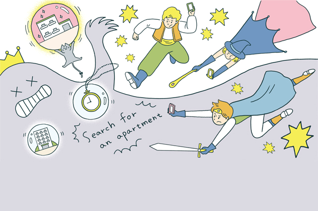 部屋探しをしているイラスト