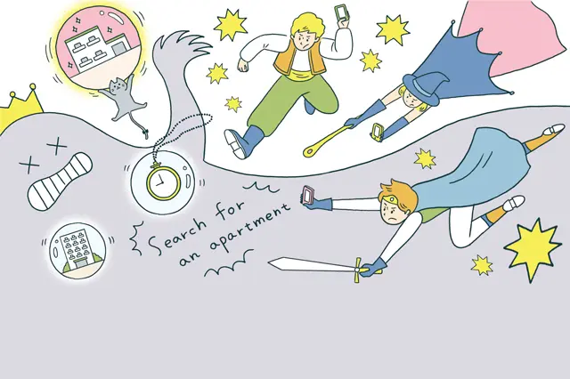 部屋探しをしているイラスト