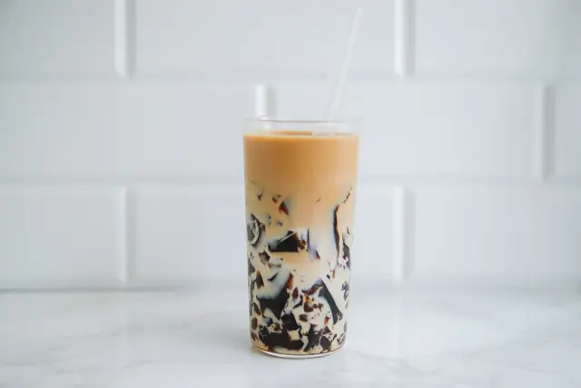 コーヒーゼリーカフェラテの完成!