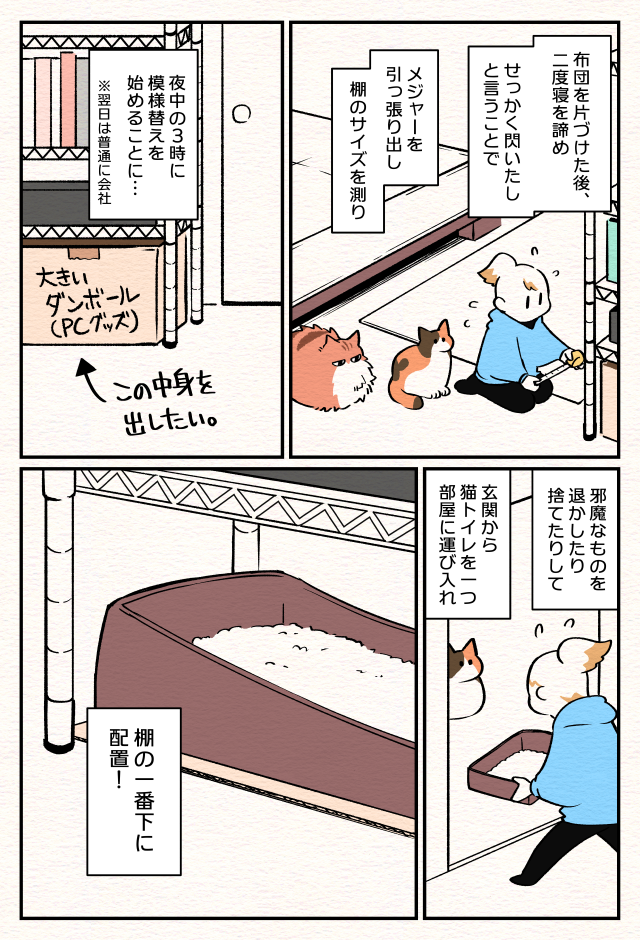 【ねこ部屋暮らし】第二話『半個室ねこトイレを作った話』2ページめ