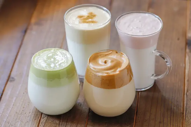 ダルゴナコーヒー、抹茶ダルゴナ、ほうじ茶ダルゴナ、さくらダルゴナ
