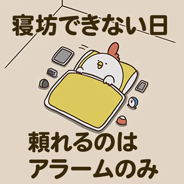 毎日でぶどり連載_でぶどりの暮らし第3回「寝坊できない日 頼れるのはアラームのみ」