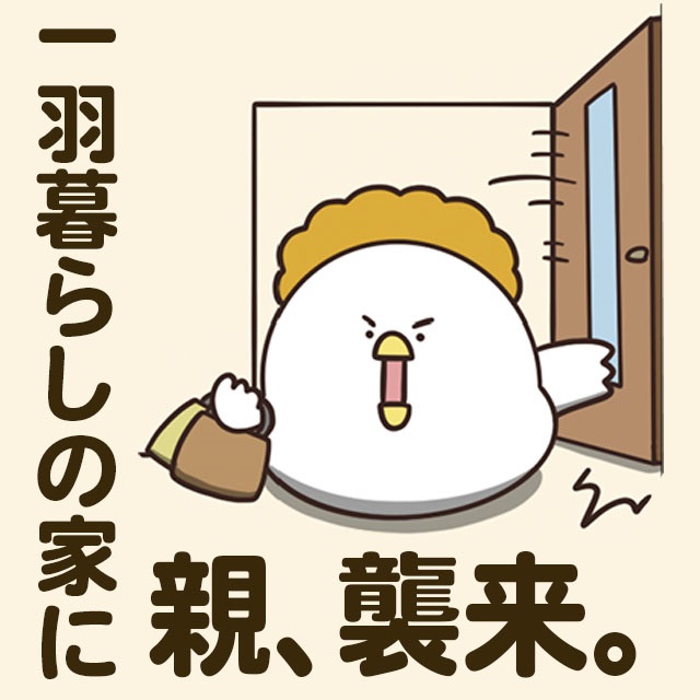 毎日でぶどり連載_でぶどりの暮らし第7回「一羽暮らしの家に 親、襲来。」