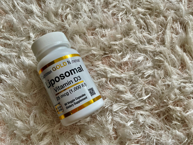 「iHerb(アイハーブ)」愛用中の美容ライターのおすすめアイテム⑦.California Gold Nutrition, リポソームビタミンD3、25mcg(1,000 IU)、ベジカプセル60粒