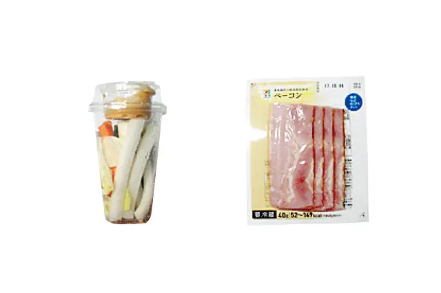 野菜スティック、ベーコン