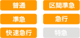 停車車両:普通,区間準急,準急,急行,快速急行　通過車両:特急