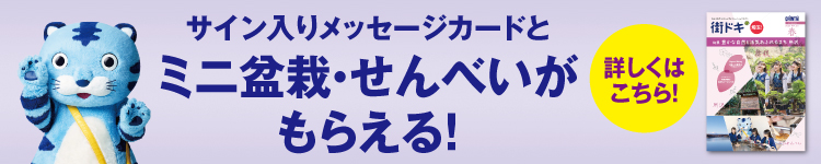 サイン入りメッセージカードとミニ盆栽・せんべいがもらえる！詳しくはこちら！
