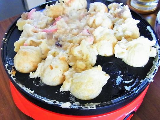 崩れたお好み焼きのような状態