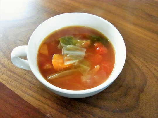 コンソメスープのリメイクレシピ「ミネストローネスープ」の完成写真