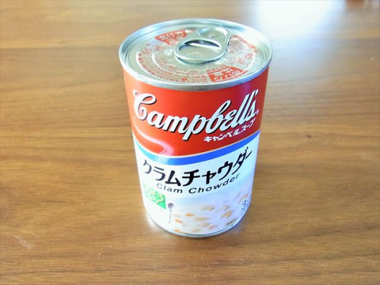 コンソメスープのリメイクレシピ「トマトクラムチャウダー」の追加材料・クラムチャウダーの缶詰